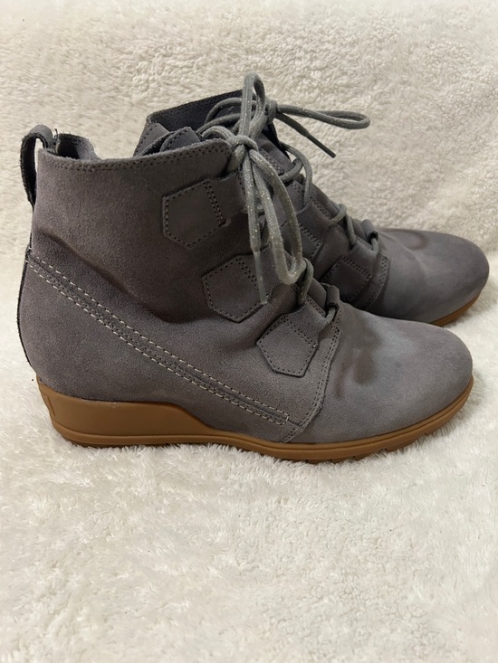 Sorel Grey Suede Lace-Up Ankle Boots - Picture 3 of 6